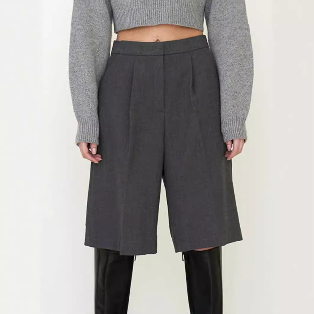 Dame elegant casual culotte med klassiske folder og høj talje Stilla
