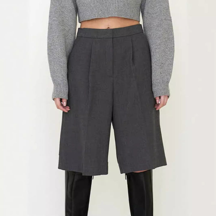 Dame elegant casual culotte med klassiske folder og høj talje Stilla