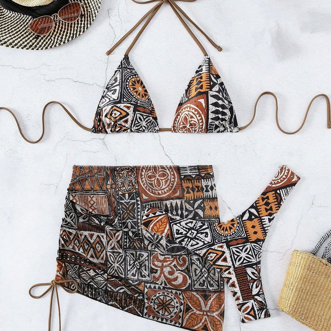 Dame bikini-sæt med justerbar top og højhævet shorts Skovae