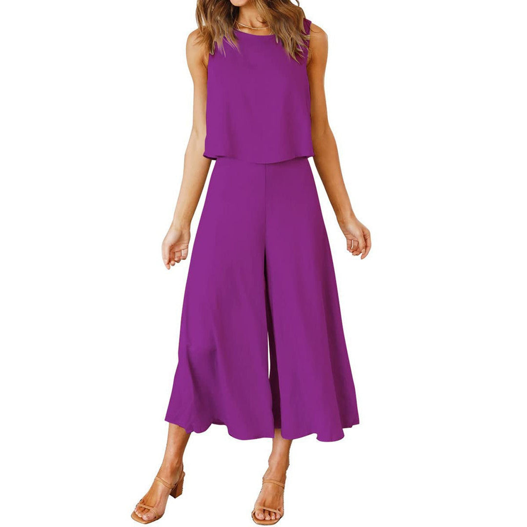 Dame Løs Jumpsuit med Svingende Ben og Ærmeløst Design Skovae
