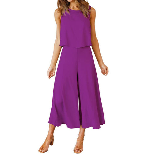 Dame Løs Jumpsuit med Svingende Ben og Ærmeløst Design Skovae