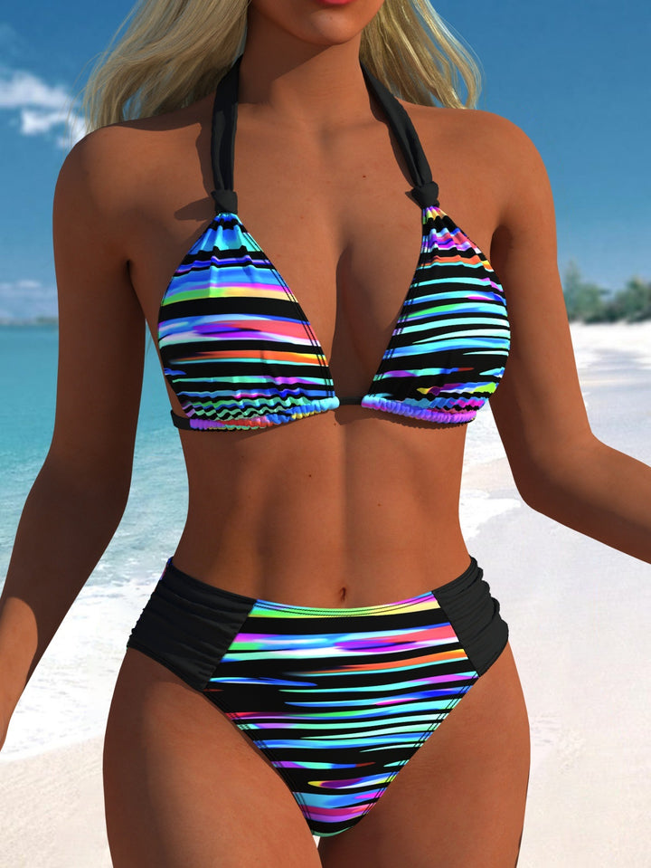 Dame bikini sæt med moderne polka dots og højtailet bikini trusser Skovae