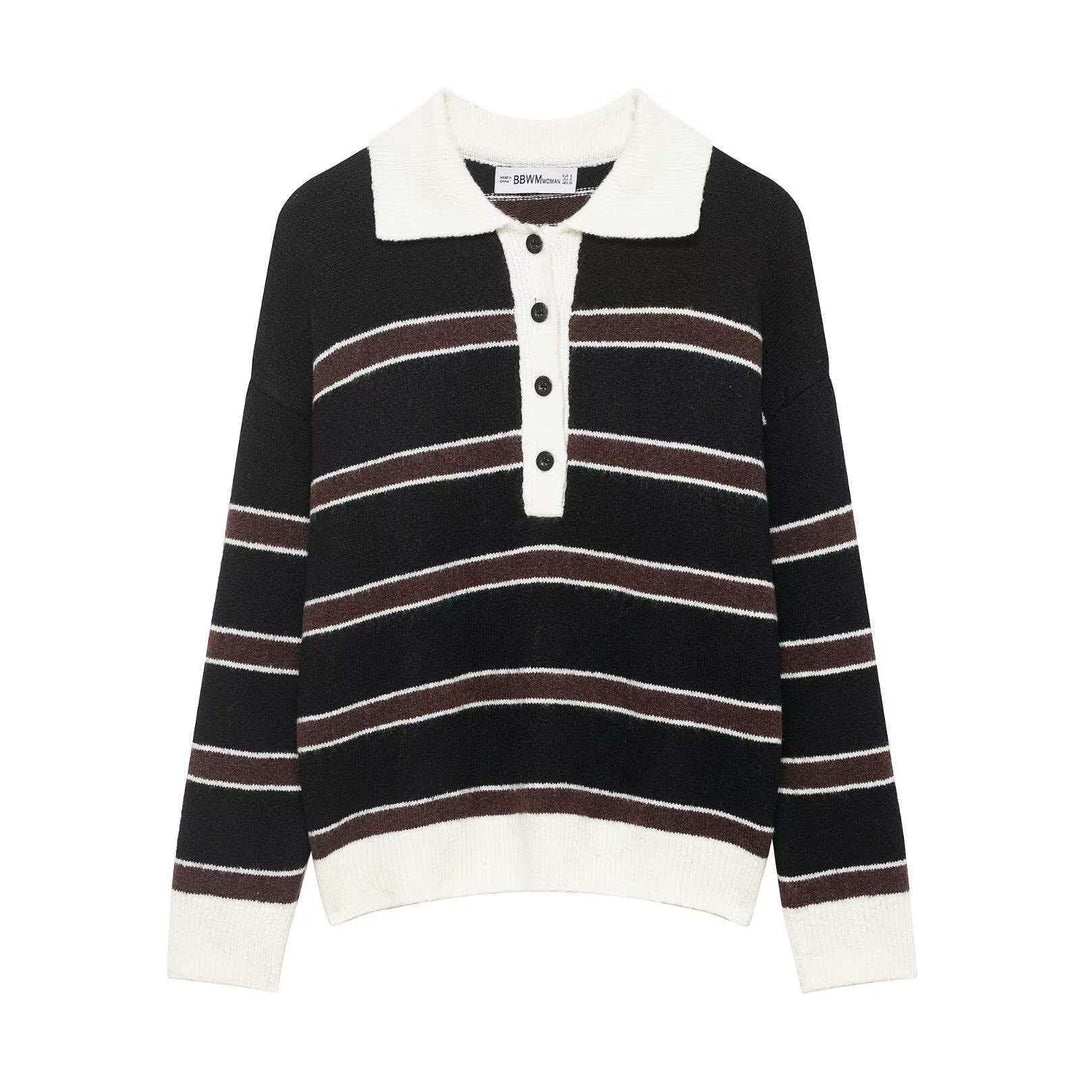 Kvinders afslappede sweater med krave og knaplukning Stilla