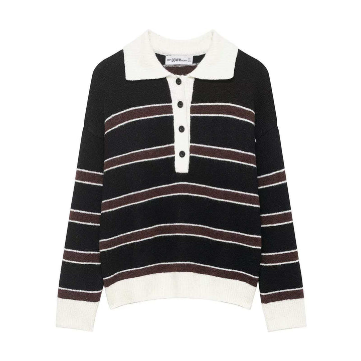 Kvinders afslappede sweater med krave og knaplukning Stilla