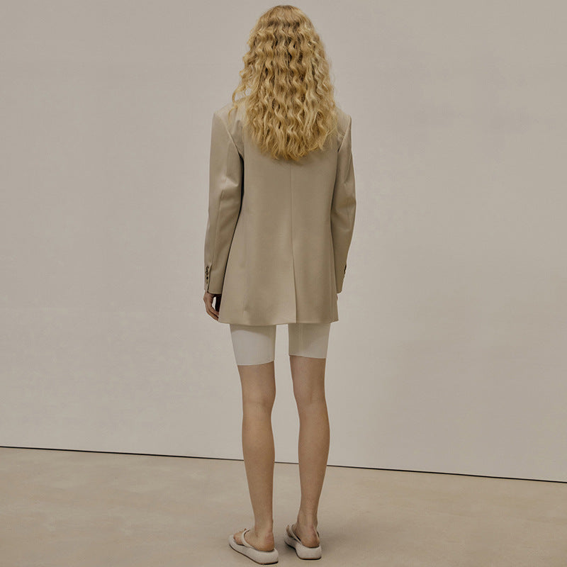 Dame Moderne Oversized Blazer med dobbelt række knapper og dyb revers Stilla