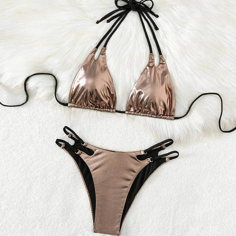 Dame Triangle-Bikini med elegante snøringsdetaljer Skovae