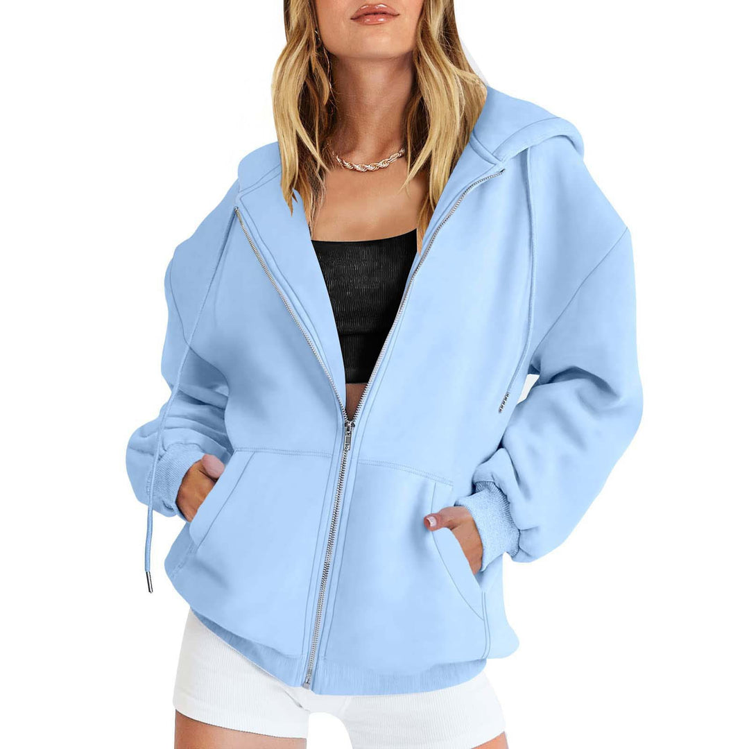 Dame oversized hoodie jakke med praktiske lommer Skovae