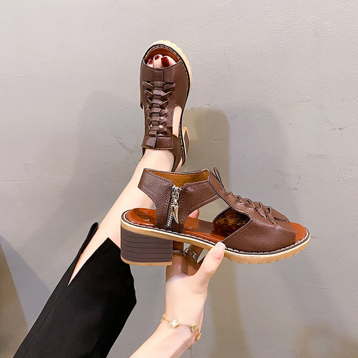 Dame Sandaler med moderigtigt pyntesnøre-design og komfortabel blokhæl Stilla