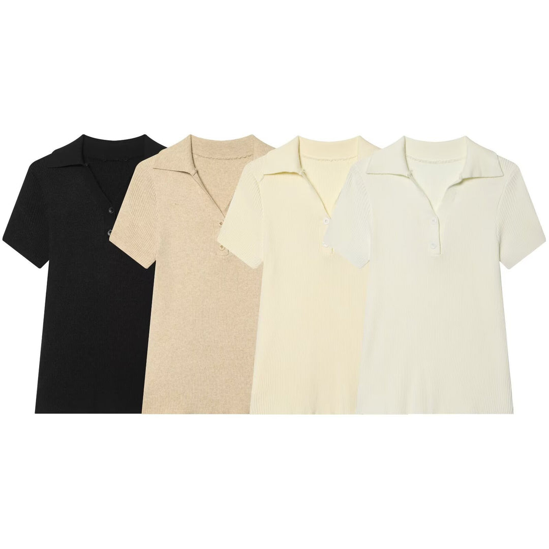 Dame kortærmet polo t-shirt lavet af blødt strikstof Skovae