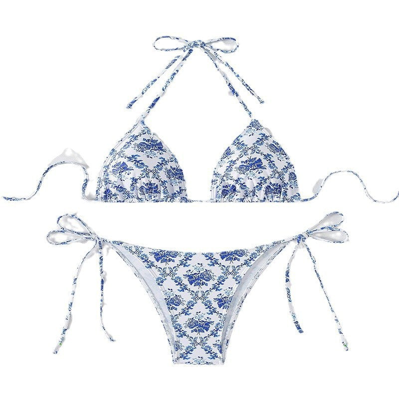 Dame triangel-bikini med raffineret blomsterdesign Skovae
