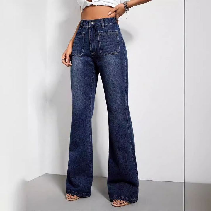 Kvindernes løse højtaljede jeans med sidelommer og afslappet pasform Stilla
