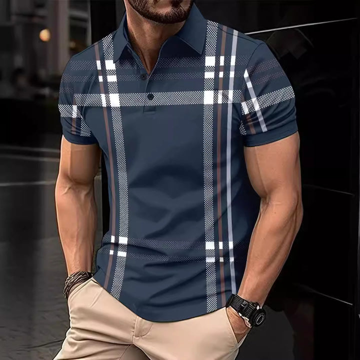 Herrer moderne polo skjorte med iøjnefaldende ternet design Stilla