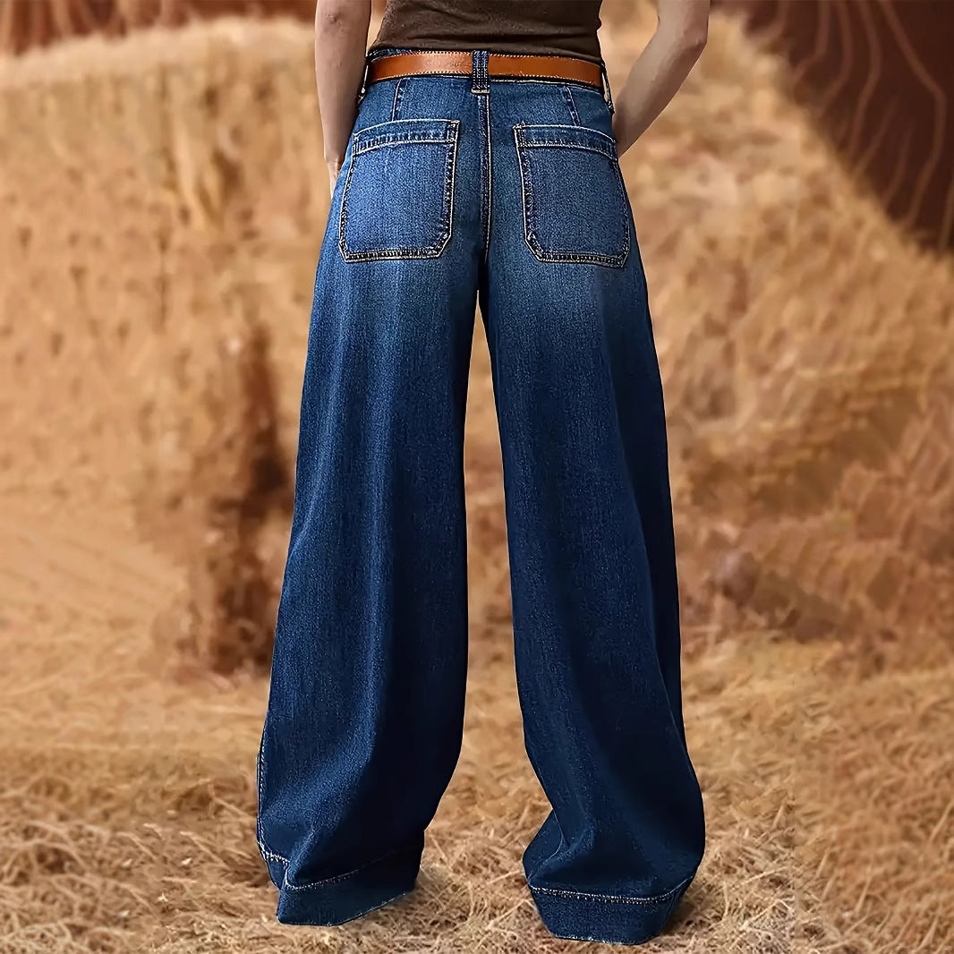Dame brede jeans med høj talje Stilla
