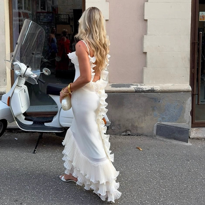 Dame Elegant Aftenkjole med Rynke-detaljer og Flydende Snit Skovae