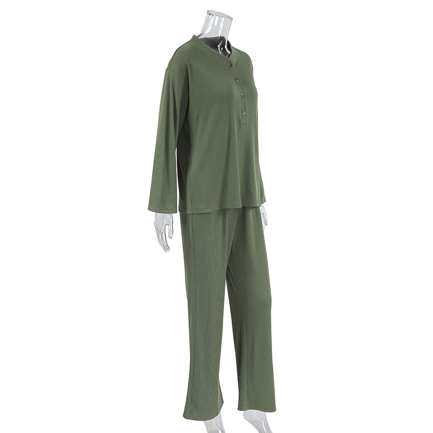 Dame elegant pyjamases med knapbar overdel og afslappede bukser Stilla