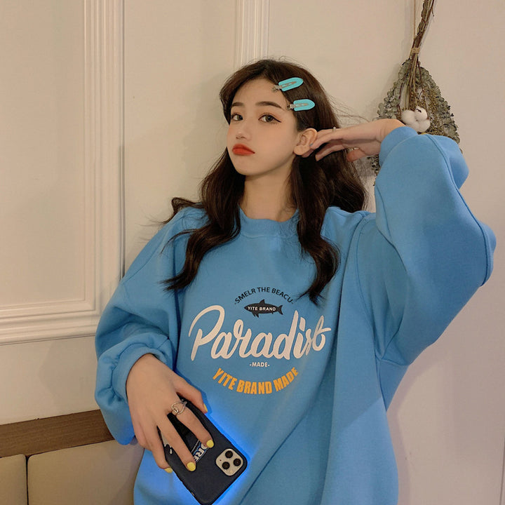 Kvinders afslappede oversized sweater med kreativt grafisk design og materialer af høj kvalitet