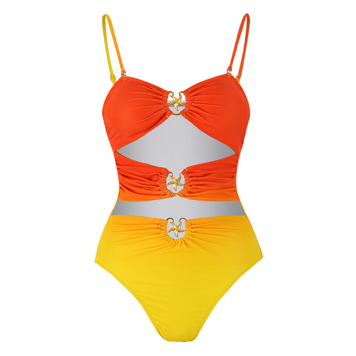 Dame Éntaligt Badedragt med moderne Cut-Out-design og gyldne accenter Stilla