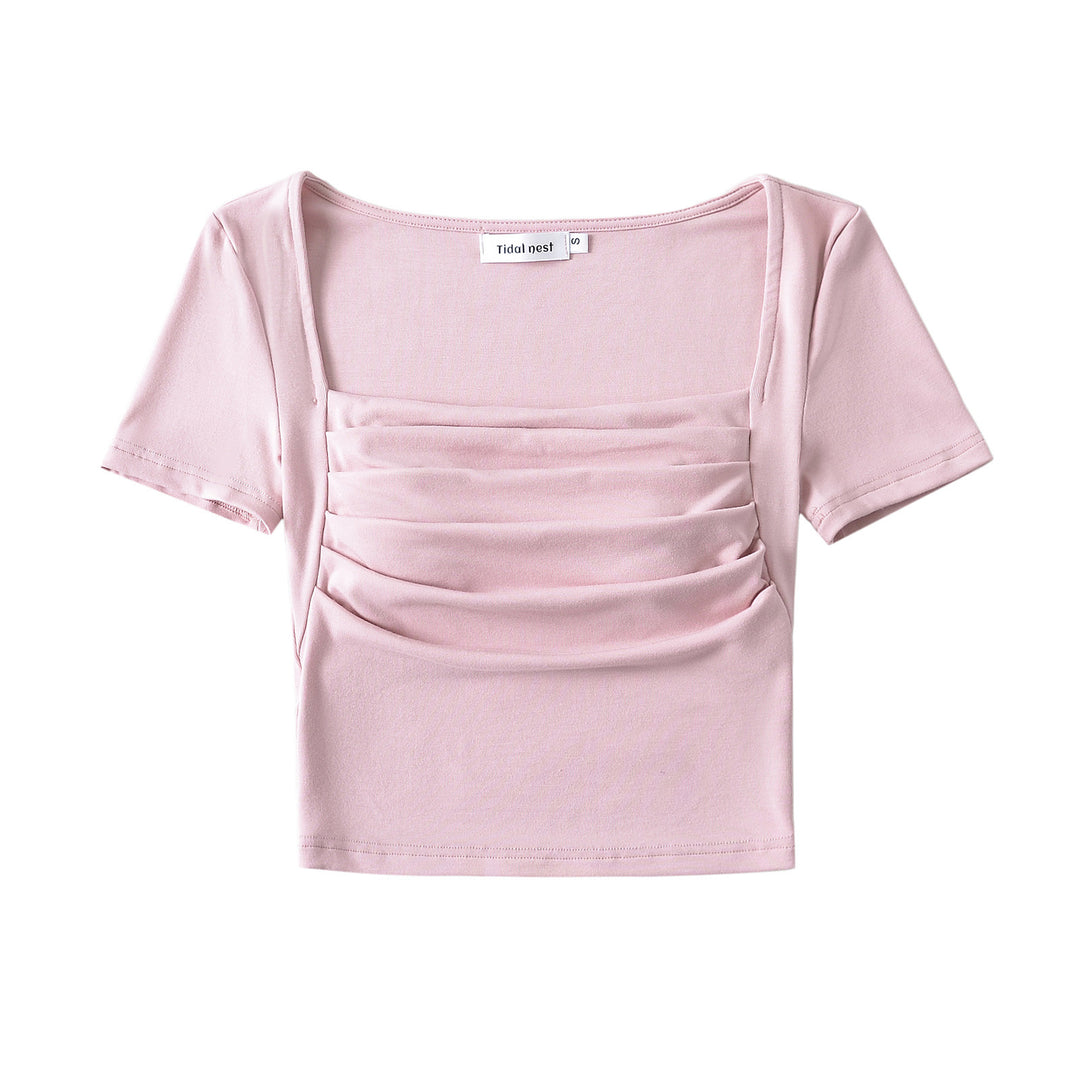Dame Kortærmet Crop-Top med raffineret Drapée-design Stilla