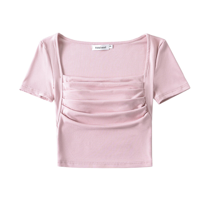 Dame Kortærmet Crop-Top med raffineret Drapée-design Stilla