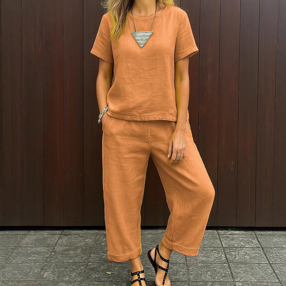 Dame afslappet loungewear-sæt i hør Skovae