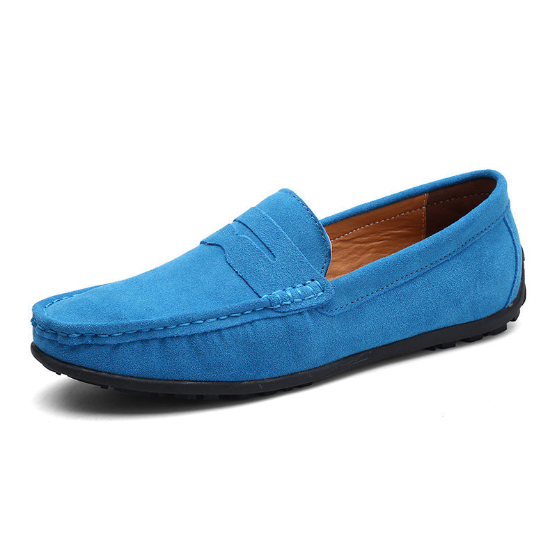 Herrer nan elegant wildlæder loafers med håndsyet moresyning og skridsikker gummiprofil sål Skovae