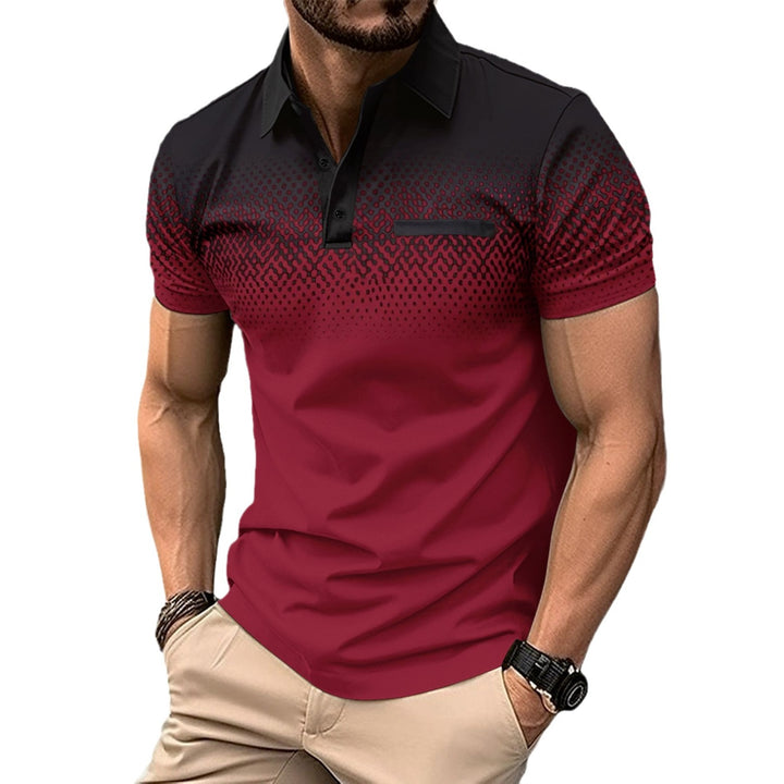 Herrer kortærmet poloshirt med kreativt grafisk design og åndbart materiale Stilla