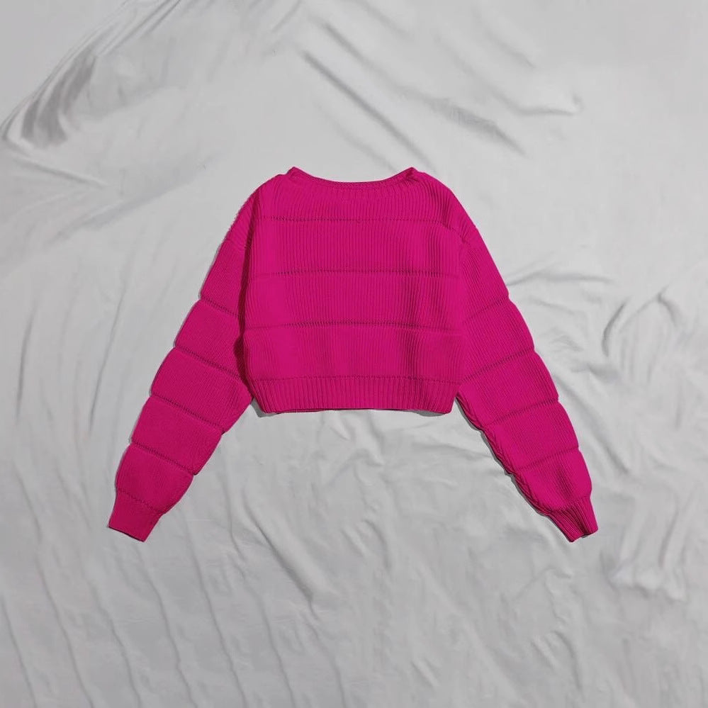Dame moderigtige bløde crop pullover med tekstureret design Stilla