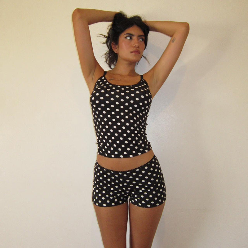 Damen Bikiniset mit punktiertem Design und verstellbaren Trägern Skovae