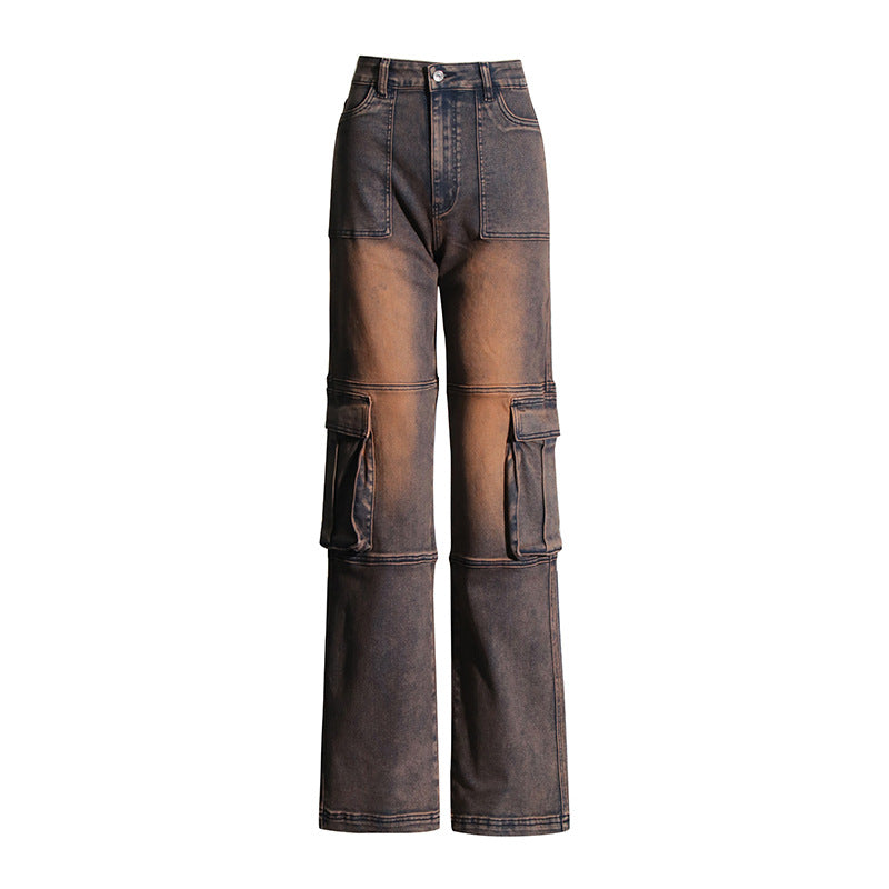 Dame Cargo-jeans med praktiske lommer og bred pasform Stilla