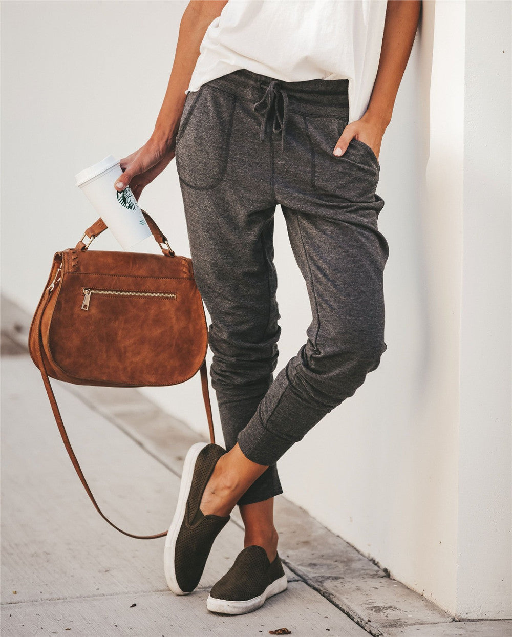 Stilla | Sweatpants Afslappet Pasform Bambusblanding Elastisk Bund Lommer