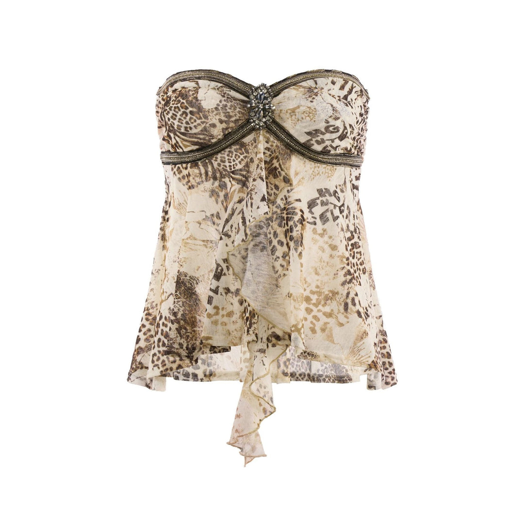 Dame bandeau-bluse skjorte med glitrende accenter Skovae