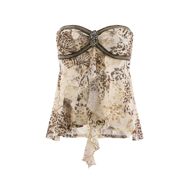 Dame bandeau-bluse skjorte med glitrende accenter Skovae