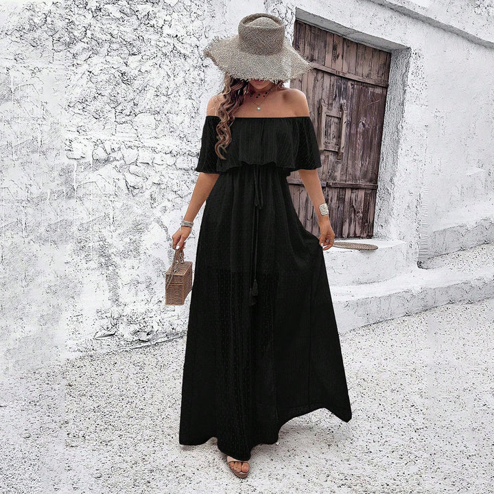 Dame Maxi-kjole med Off-Shoulder og elastisk taljebelte Stilla