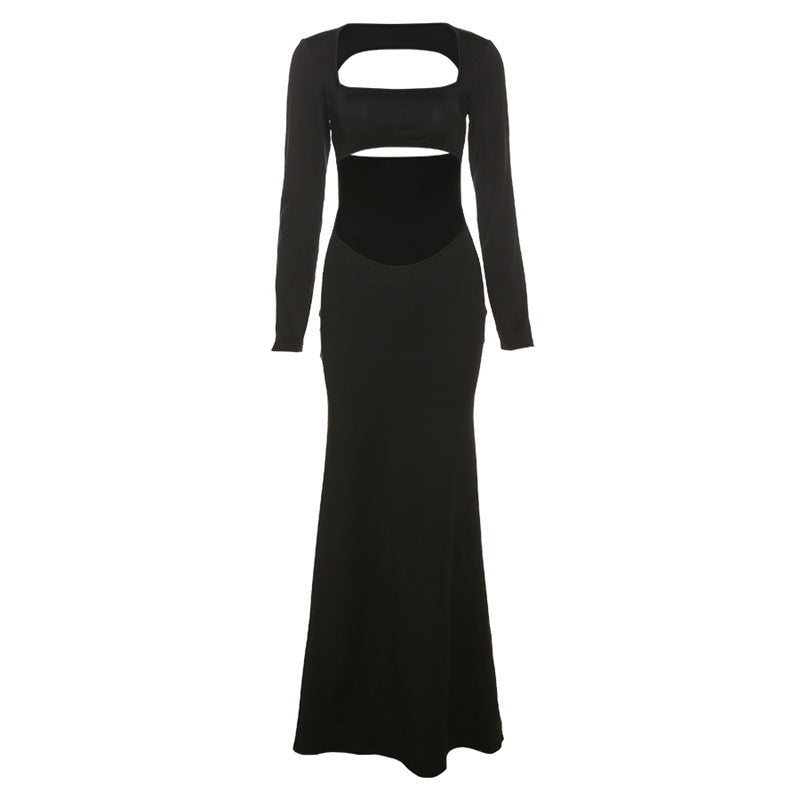 Damer elegant Maxikjole med cut-out-detaljer og lange ærmer Stilla