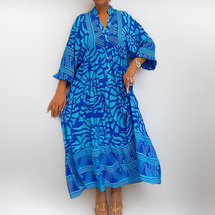 Kvinders Kaftan Kjole med Trendy Mønster Stilla