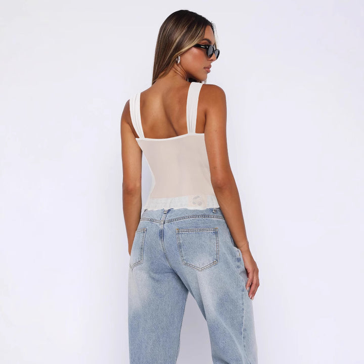 Dame figurtilpasset Bustier-body med rynkeeffekt og justerbare stropper Stilla