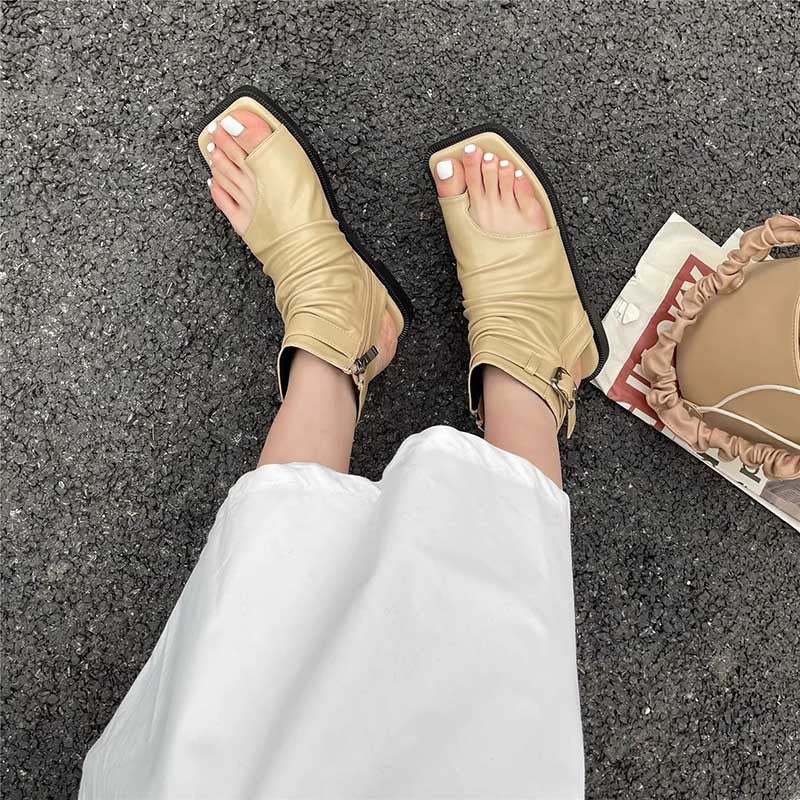 Damer komfort-sandaler med raffineret vikledesign og moderigtig lynlås Stilla