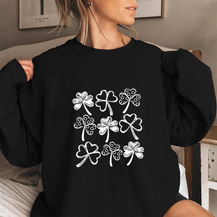 Kvinders sweatshirt med legesygt kløvermotiv Stilla