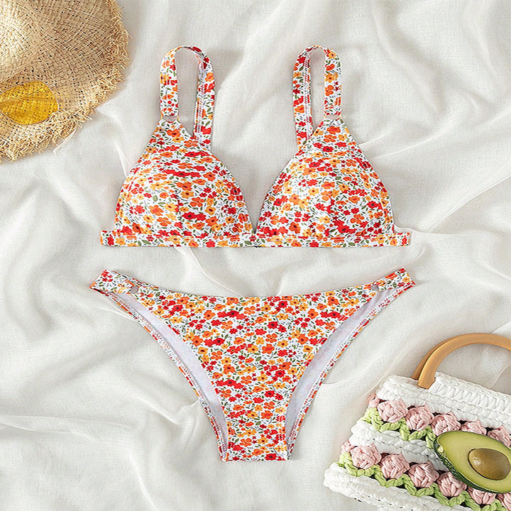Dame triangelbikini med romantisk blomsterprint Skovae