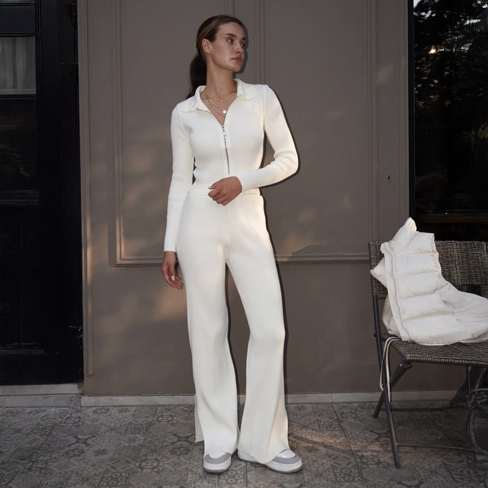 Kvinders trendy overalls med lang lynlås Stilla