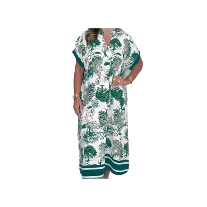 Stilla | Printed-Dress Sommer Trykt Løs Kortærmet Kjole