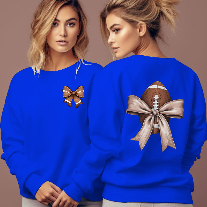 Dame sweatshirt med sødt fodboldmotiv og sløjfeaccent Stilla