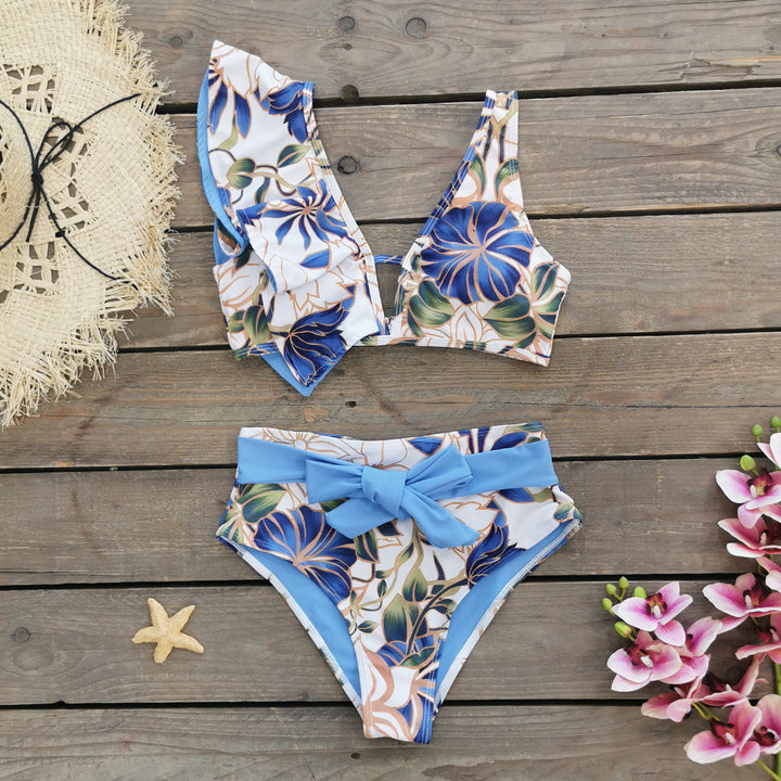 Dame bikini-sæt med høj talje og elegante flæser Stilla