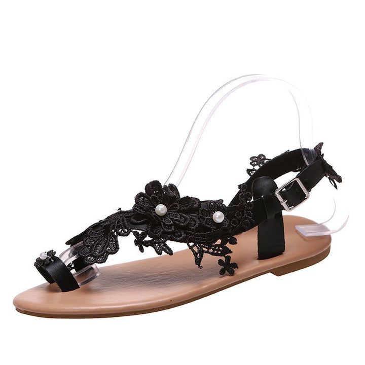 Dame sandaler med filigran blomst broderi Stilla