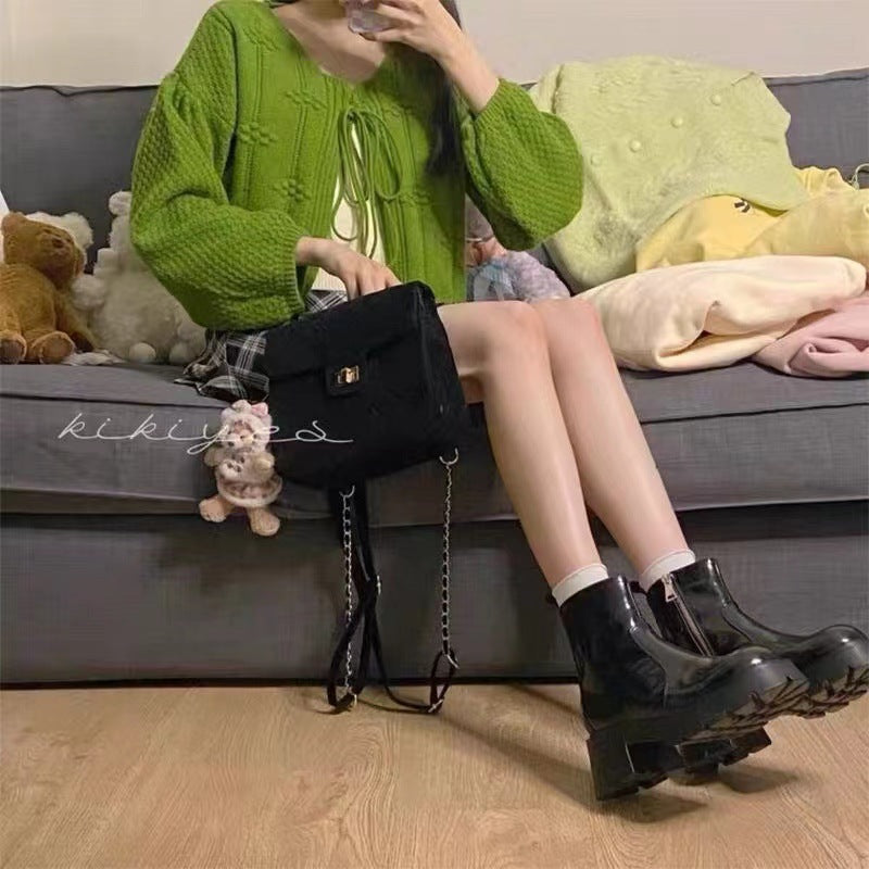 Kvinders strikkede sweater med legende snørebånds top og tekstureret design Stilla
