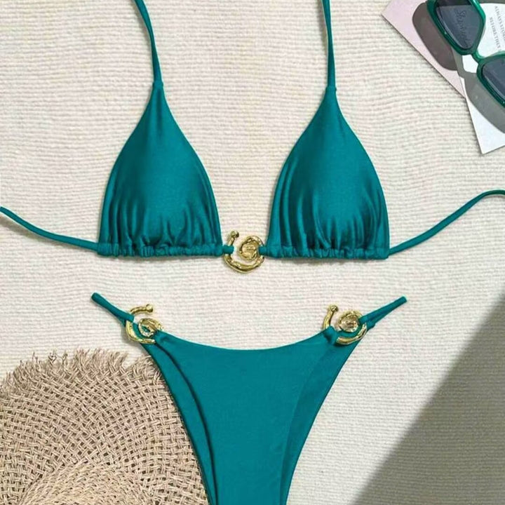 Dame Triangel-Bikini med raffineret guld-detalje Skovae