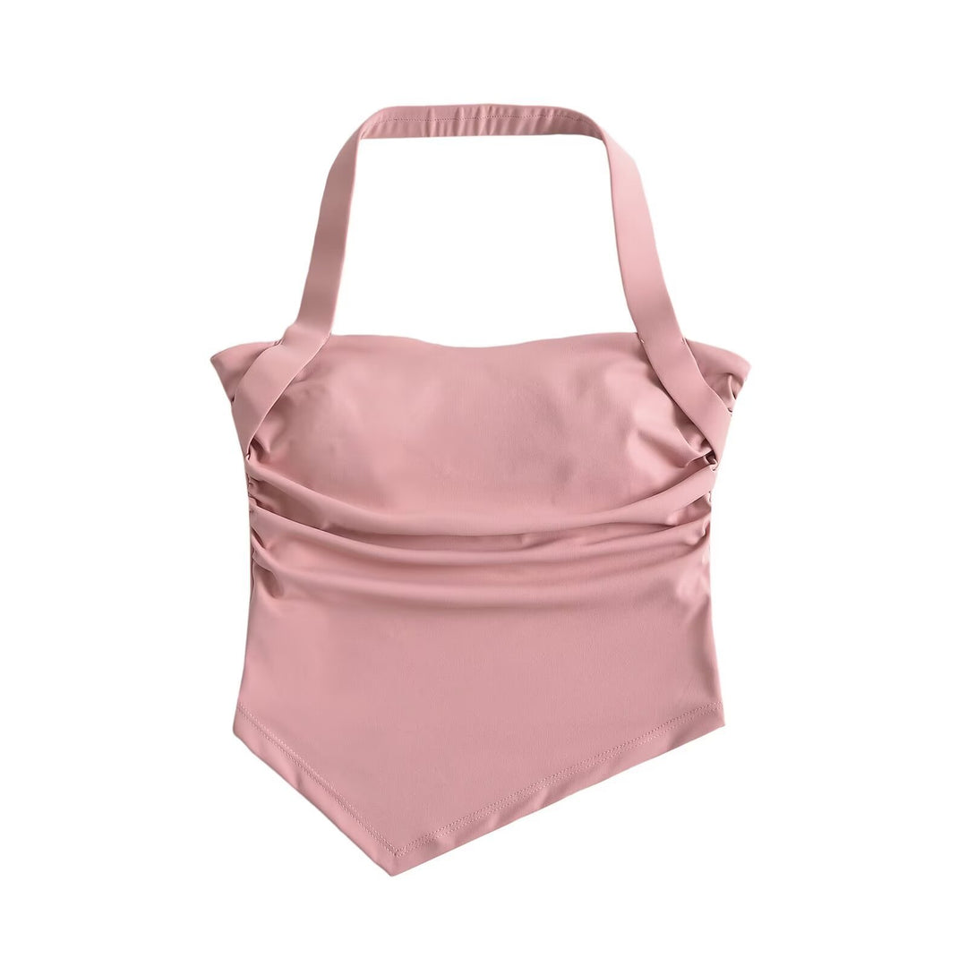 Dame top med elegant indpakningsudseende og fint flæse design Stilla