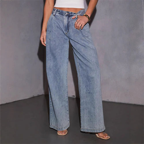 Dame bred jeans med høj talje og afslappet snit Stilla