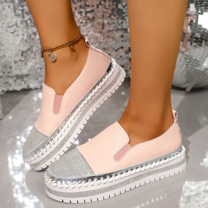 Dame Slip-On Sneakers med glitrende pyntesten og skridsikker sål Stilla