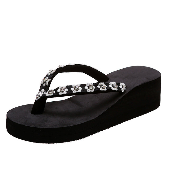 Dame Wedge Tåsandal med funkende blomstersmykke Stilla